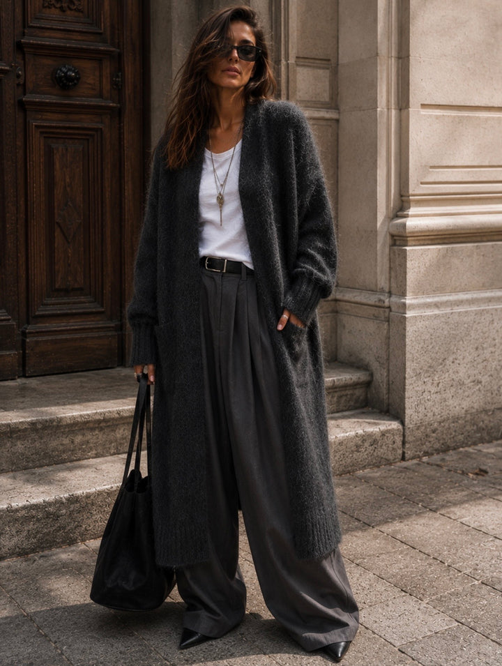 MIREVANE LONG CARDIGAN – DARK ANTHRACITE