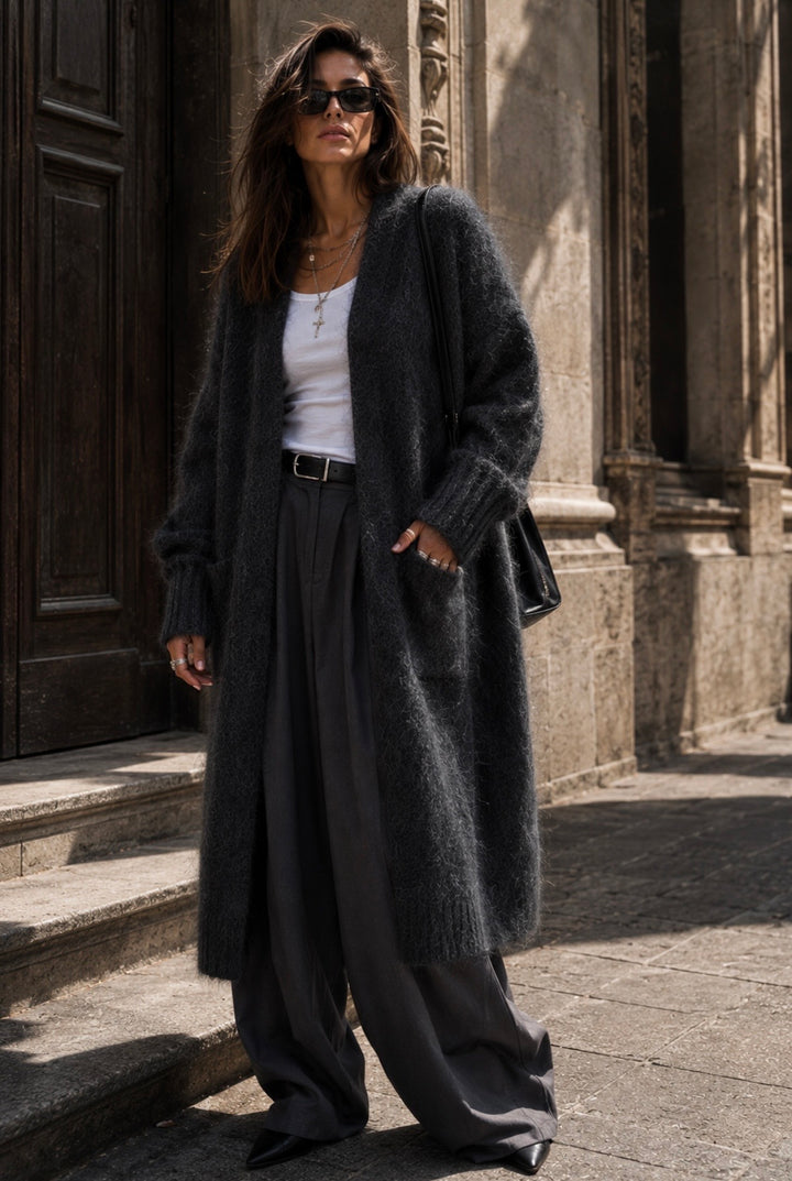 MIREVANE LONG CARDIGAN – DARK ANTHRACITE