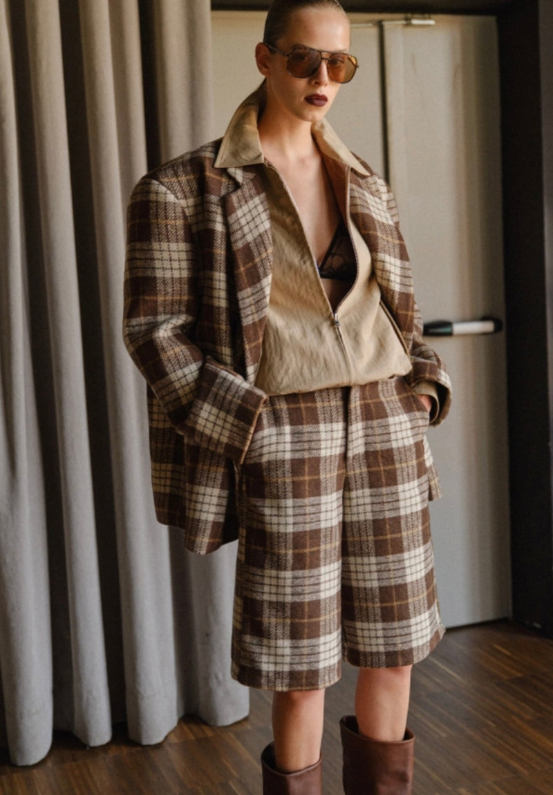 Plaid Power Set – Jacke & Bermuda
