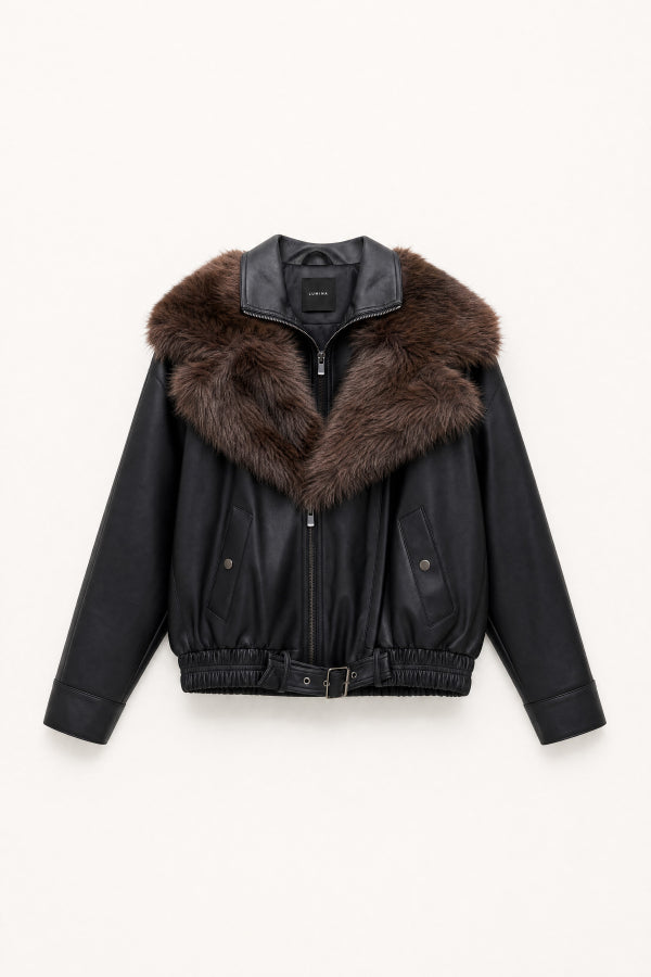 FUR COLLAR BOMBER JACKET