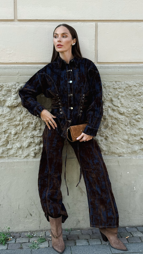 VELVET LACE-UP SET