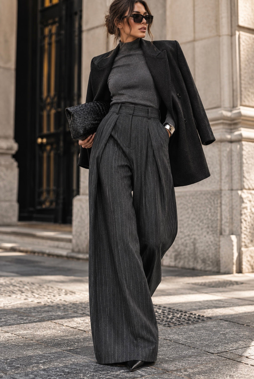 PINSTRIPE PANTS - ANTHRACITE