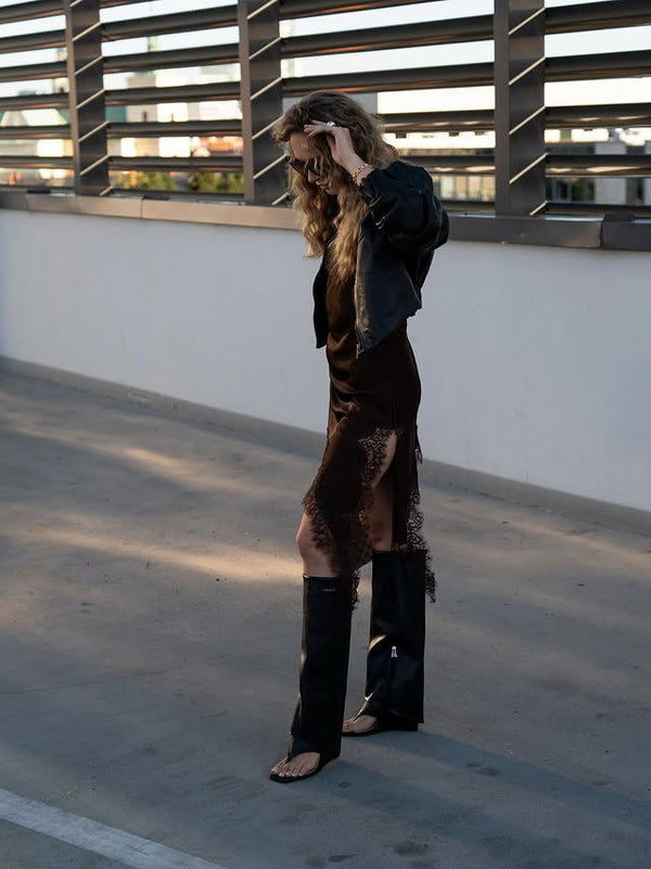 Lace Statement Dress - Chocolate