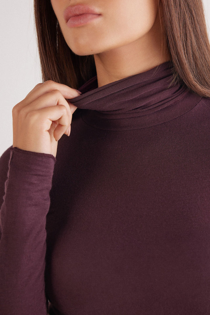 CASHMERE TOUCH ROLLKRAGENPULLOVER - BORDEAUX