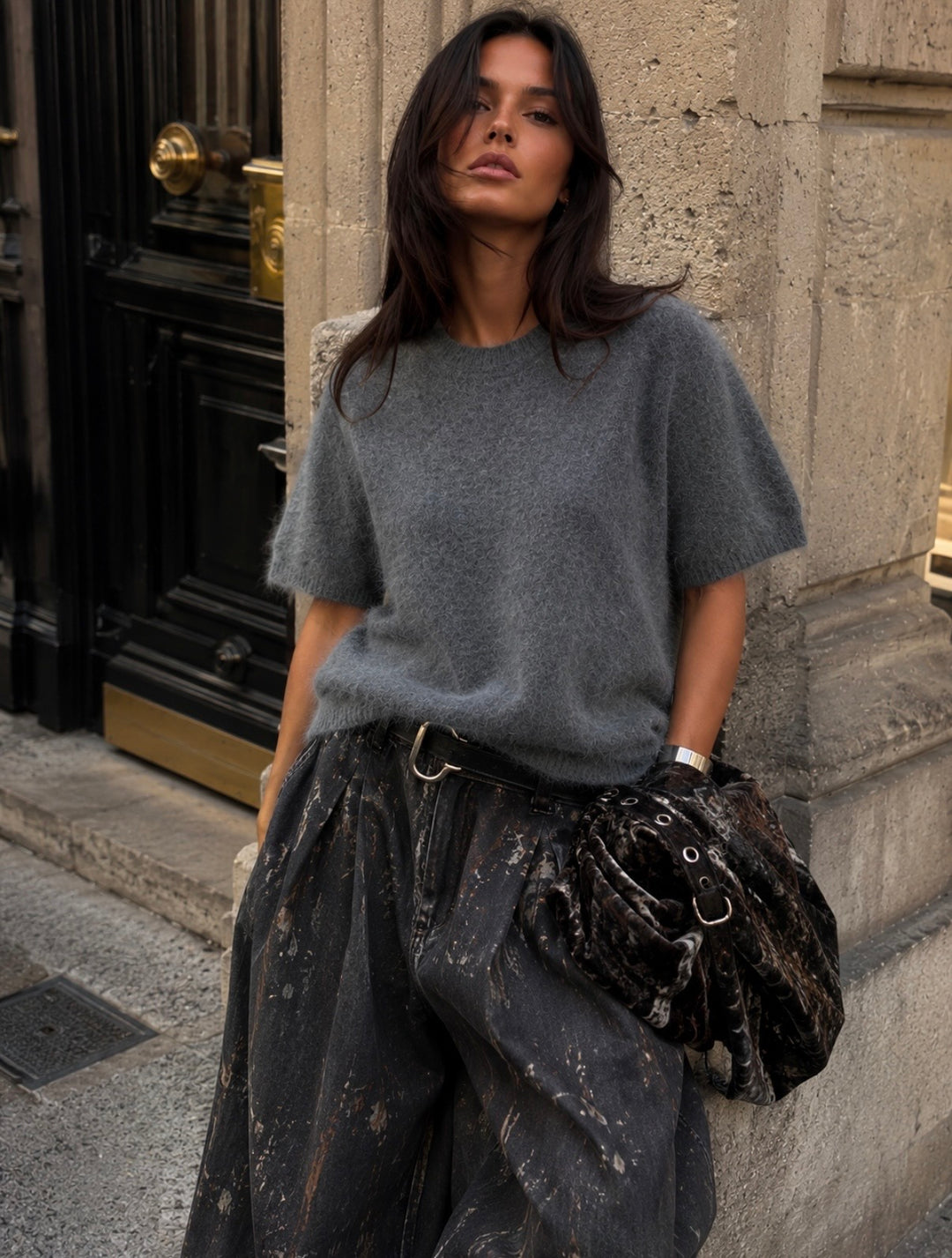 CASHMERE BLEND KNIT – ANTHRAZIT