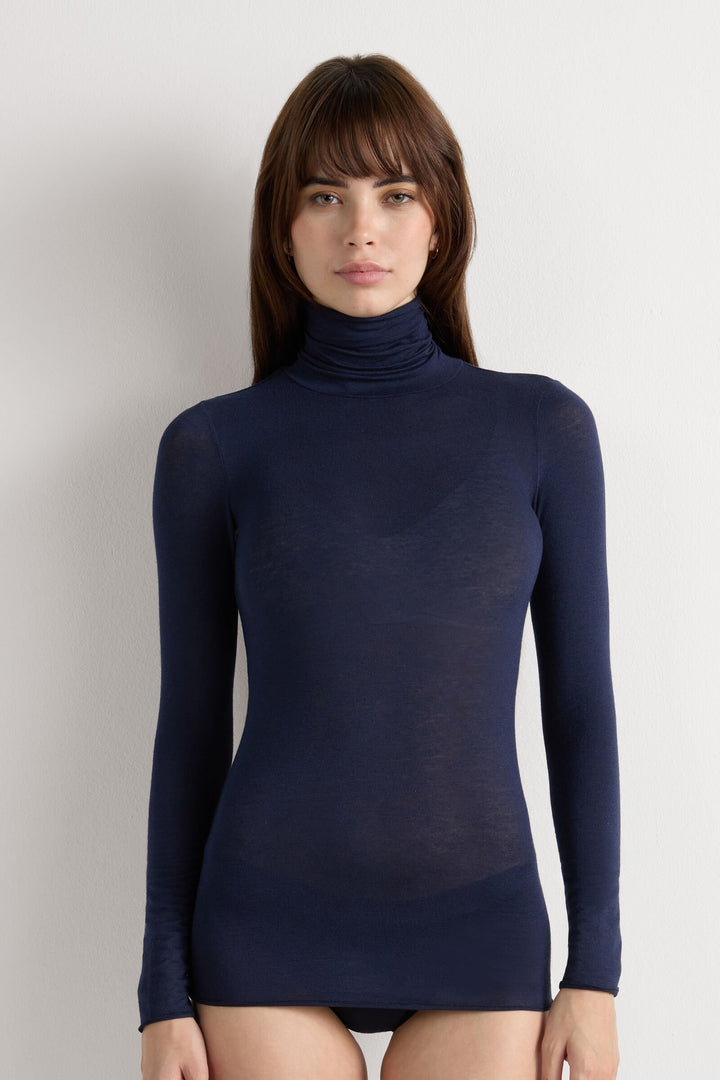 CASHMERE TOUCH ROLLKRAGENPULLOVER - NAVY