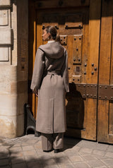 Wool Blend Long Coat – Taupe Elegance