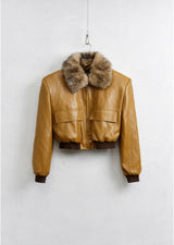 Jacke Kaia – Cropped Lederlook mit Fellkragen