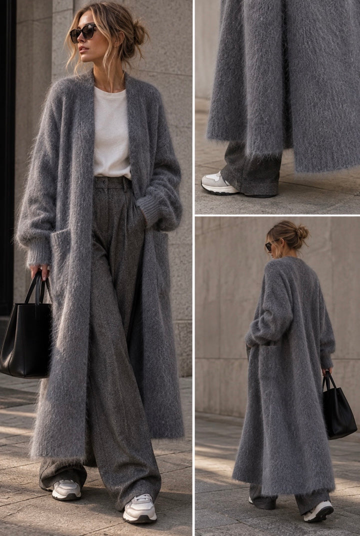 MOHAIR CARDIGAN – LIGHT ANTHRAZIT