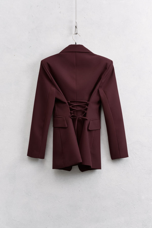 Corset Blazer Set – Deep Burgundy