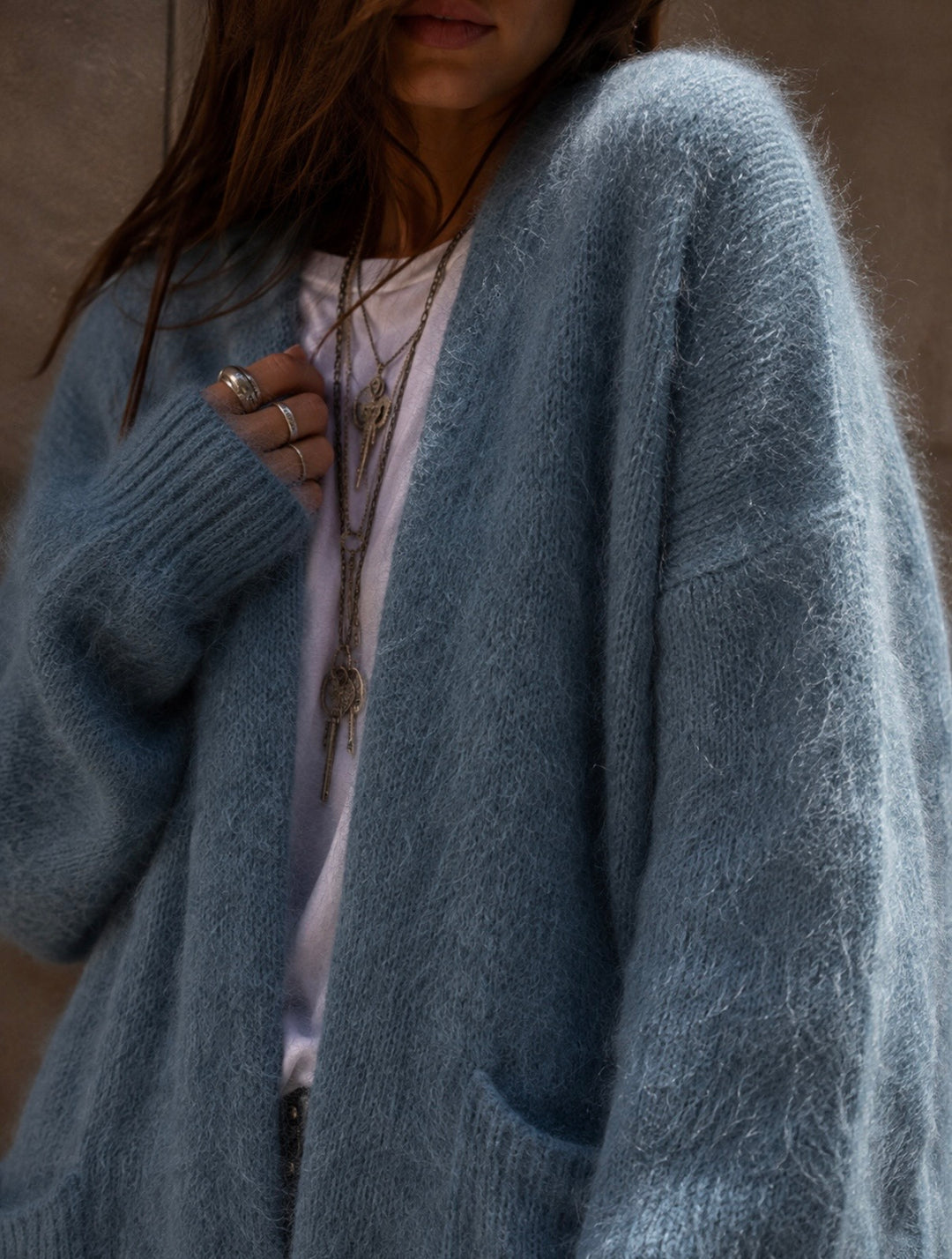 MIREVANE LONG CARDIGAN – LIGHT BLUE