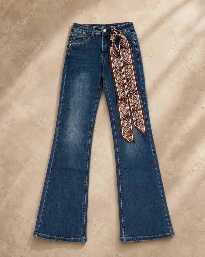 INDIGO SCARF FLARE JEANS