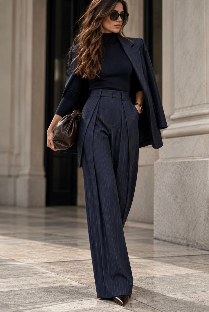 PINSTRIPE PANTS - NAVY