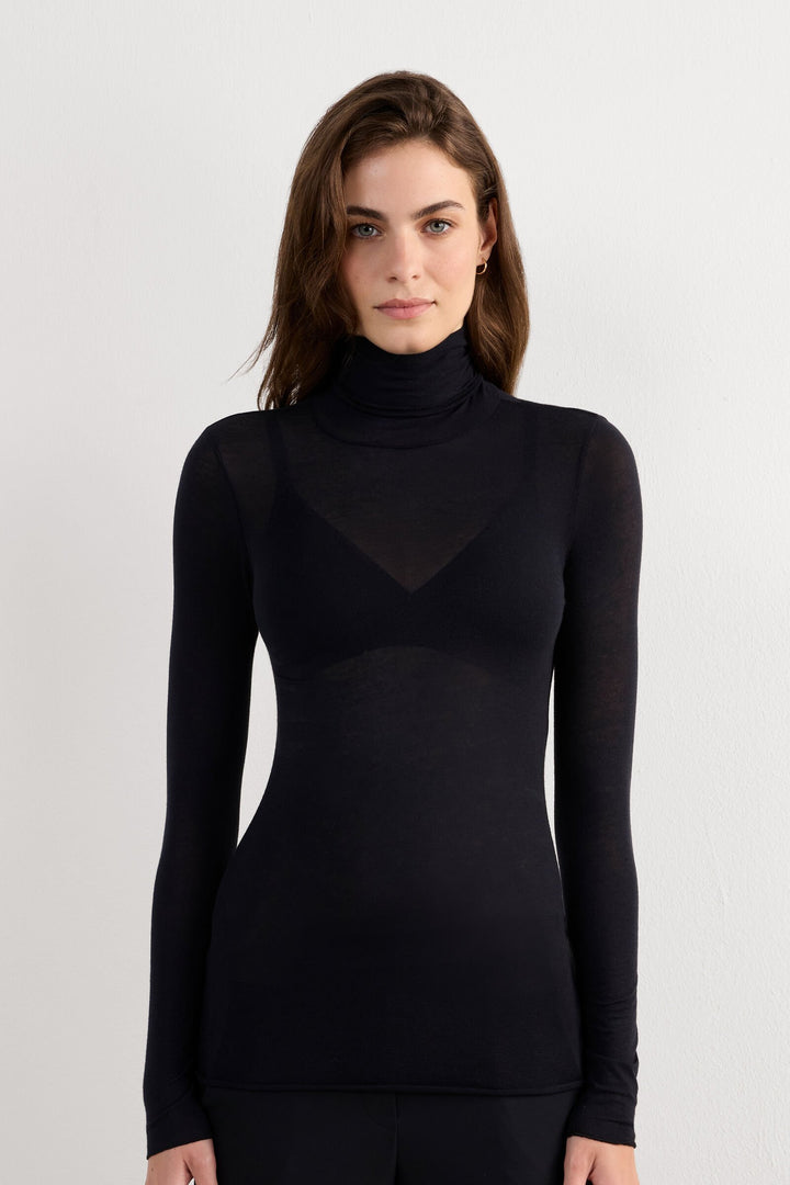CASHMERE TOUCH ROLLKRAGENPULLOVER - SCHWARZ