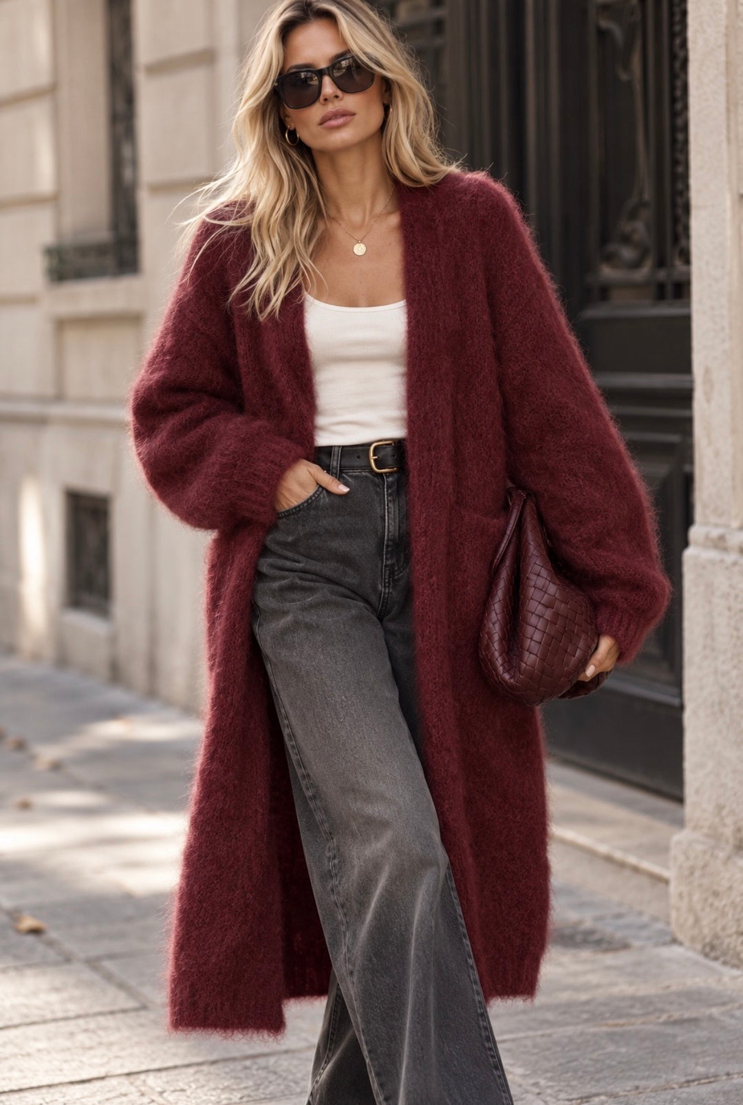 MOHAIR CARDIGAN BORDEAUX