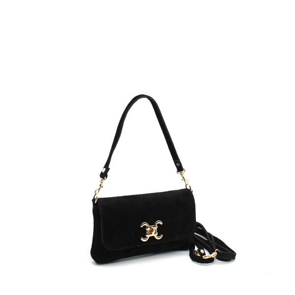 Black Suede Bag mit Signature-Emblem