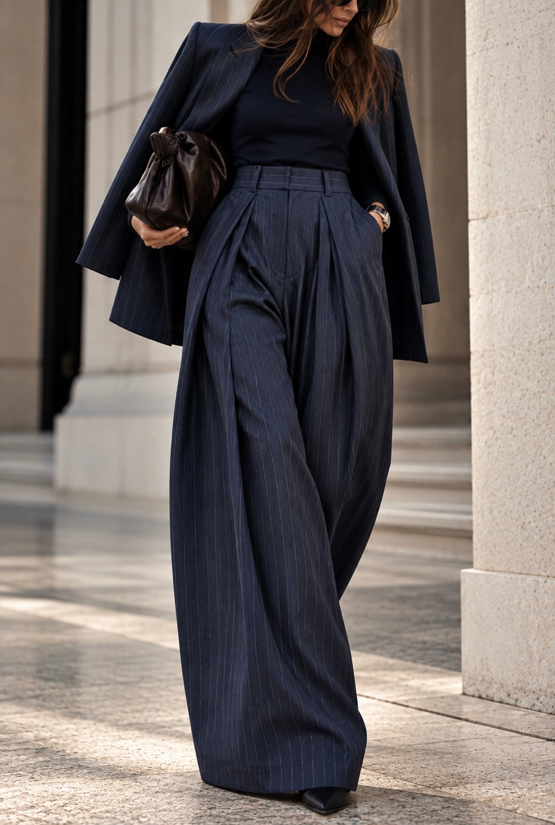 PINSTRIPE PANTS - NAVY