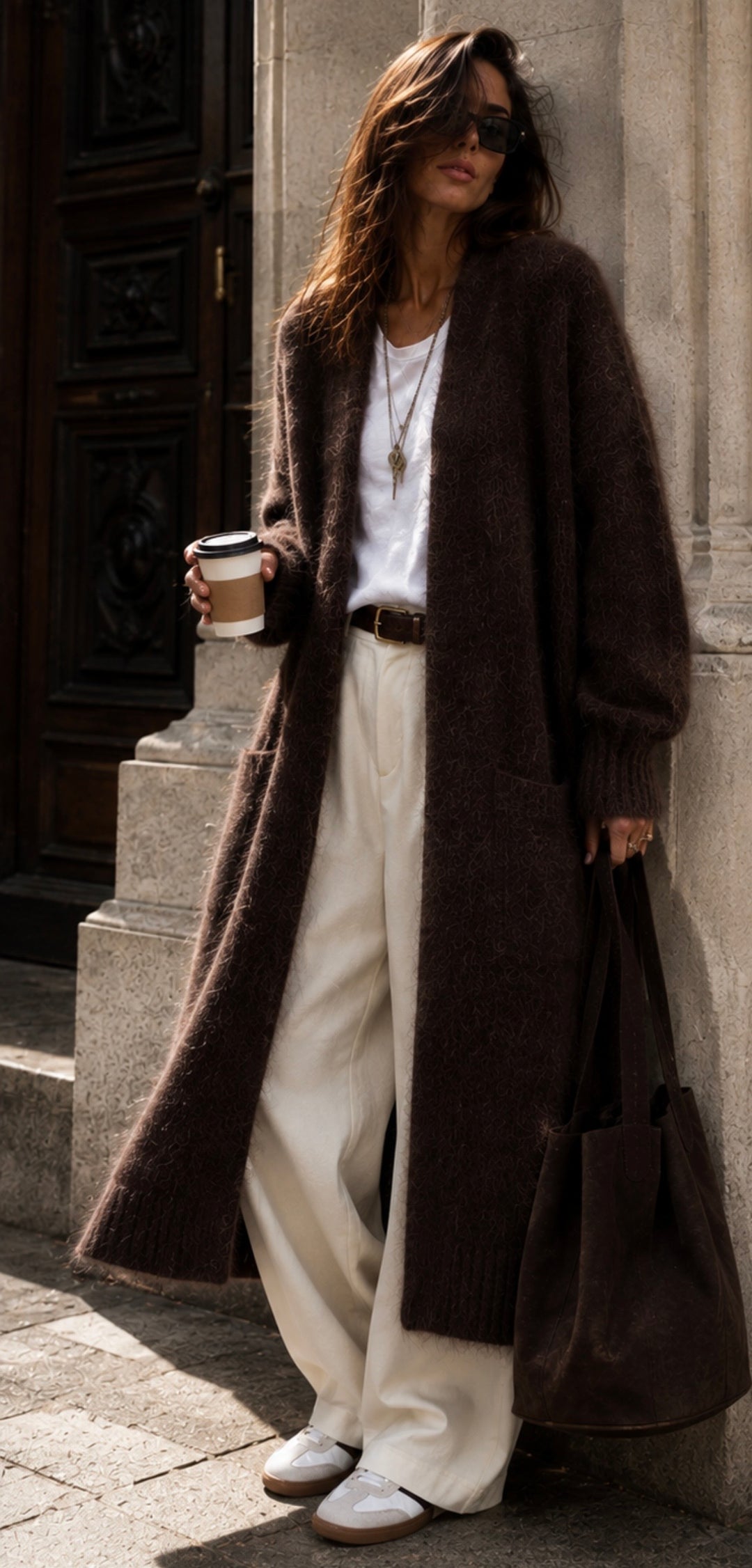 MIREVANE LONG CARDIGAN – CHOCOLATE
