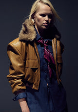 Jacke Kaia – Cropped Lederlook mit Fellkragen