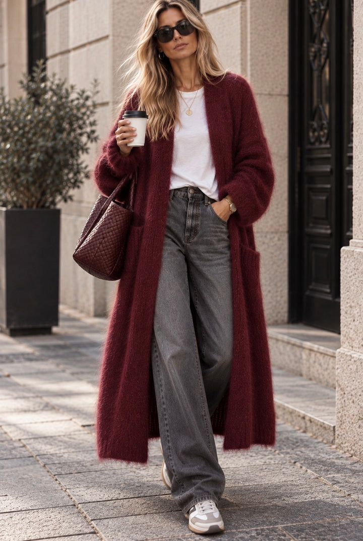 MOHAIR CARDIGAN BORDEAUX