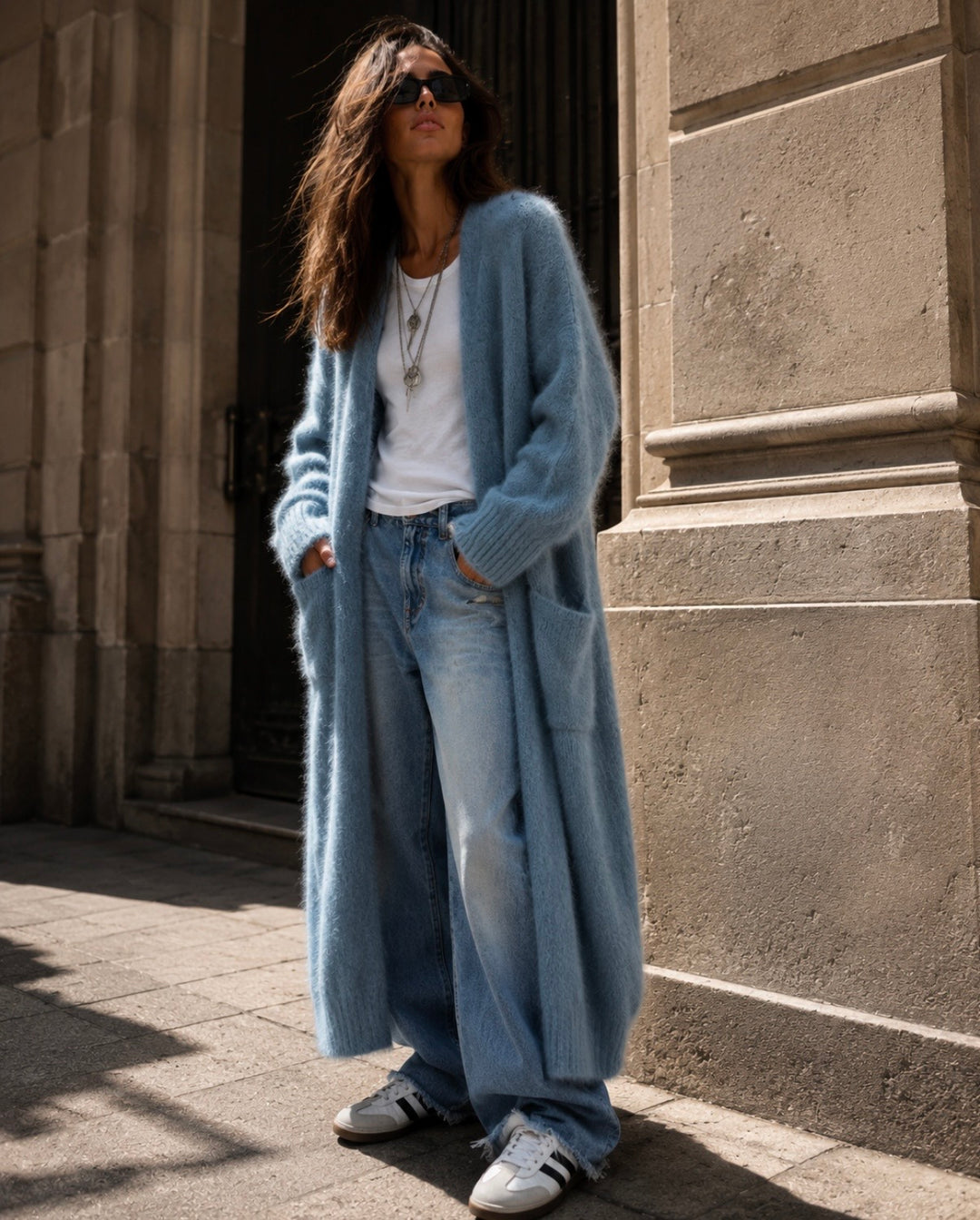 MIREVANE LONG CARDIGAN – LIGHT BLUE