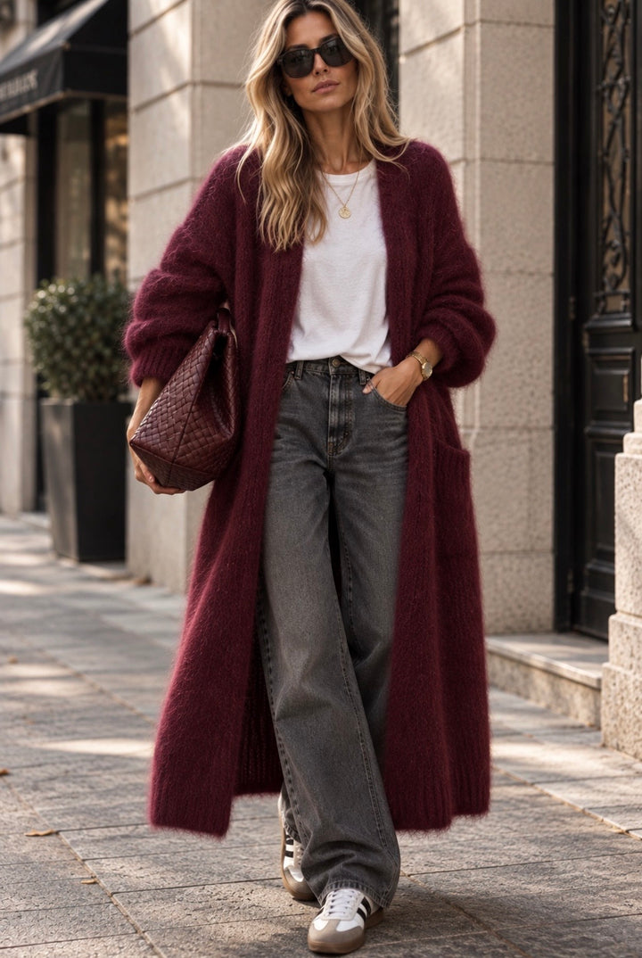 MOHAIR CARDIGAN BORDEAUX
