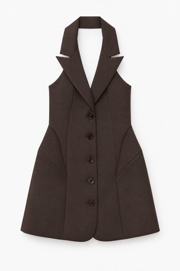 OPEN BACK DRESS – BROWN