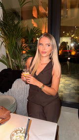 Set Larissa – Hose & Weste in Dunkelbraun