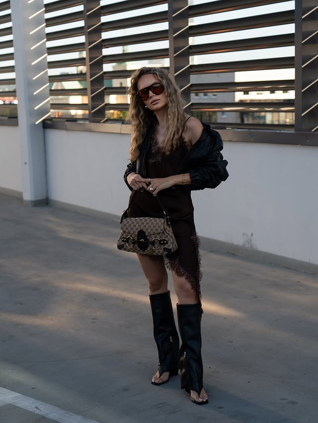 Lace Statement Dress - Chocolate