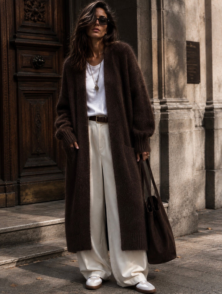 MIREVANE LONG CARDIGAN – CHOCOLATE