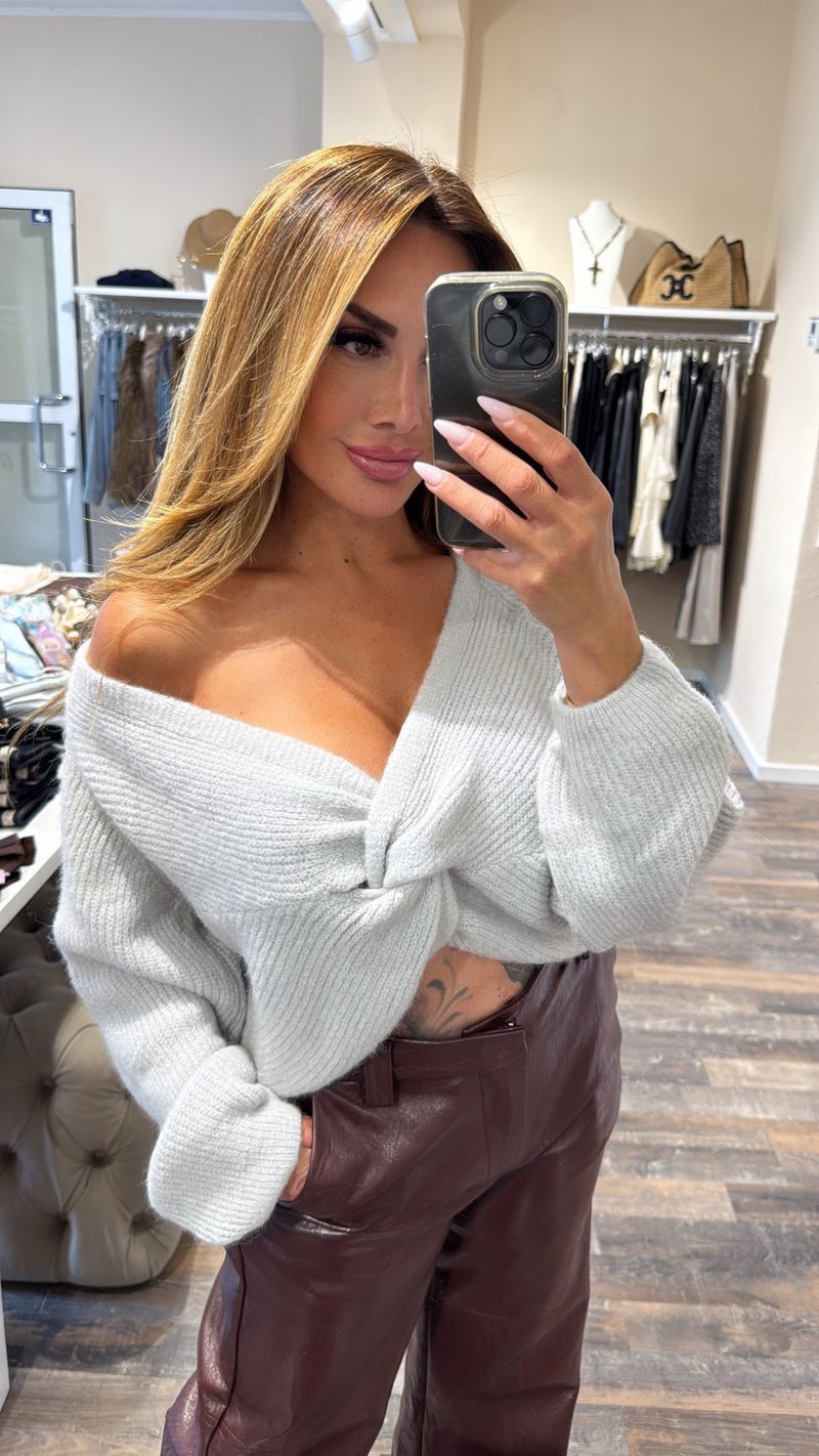 Knot Detail Pullover – Grey